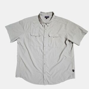 Patagonia Men's Self-Guided‎ UPF Hike Shirt 2XL Galveston Fishing Logo Gorpcore